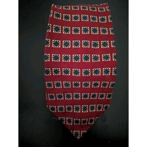 Neo Bill Blass Silk Tie Red Blue Gold Geometric Men Necktie Black 58" x 4"